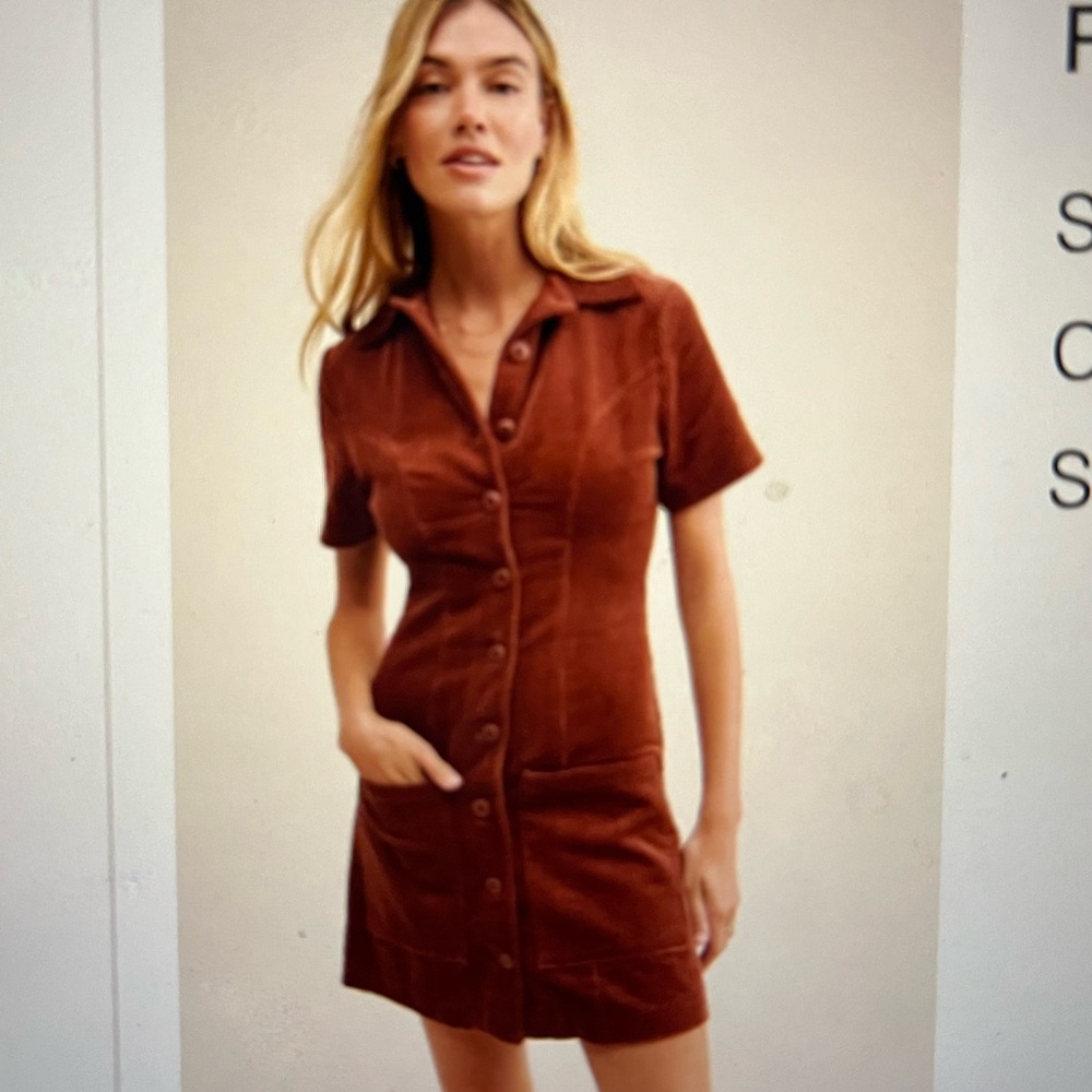 Free People Rust Button-Up Mini Dress - Picture 2 of 2